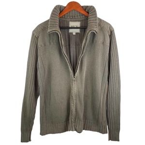 BKE MEN'S ZIP‎ UP LONG SLEEVE COLLAR SWEATER BROWN. Large.